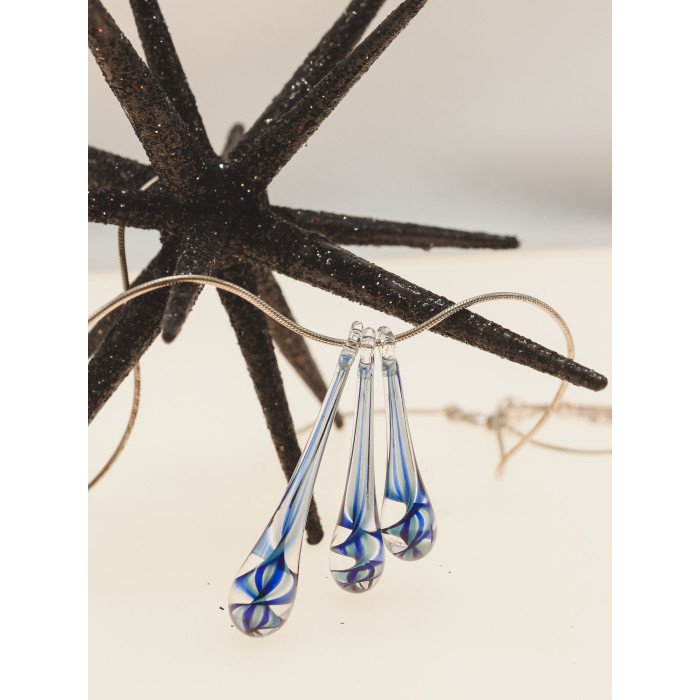 Sky Jewelry Серебряная цепочка с кулоном ювелирное стекло