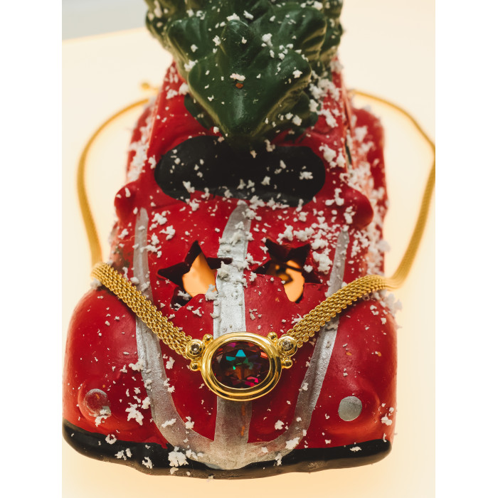 Sky Jewelry Серебряное ожерелье в позолоте с камнем Мистик Топаз