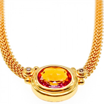 Sky Jewelry Серебряное ожерелье в позолоте с камнем Мистик Топаз