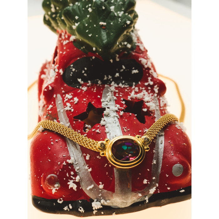 Sky Jewelry Серебряное ожерелье в позолоте с камнем Мистик Топаз