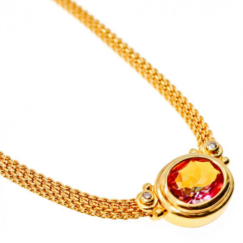 Sky Jewelry Серебряное ожерелье в позолоте с камнем Мистик Топаз