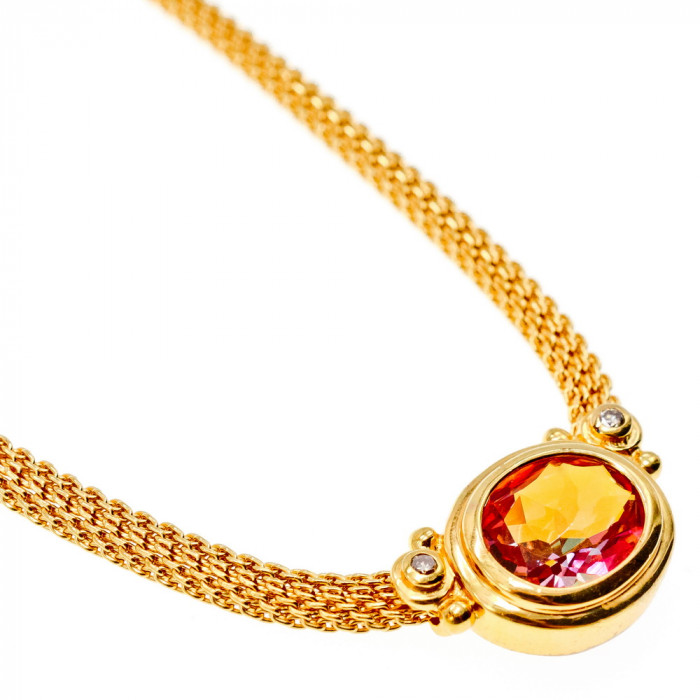 Sky Jewelry Серебряное ожерелье в позолоте с камнем Мистик Топаз