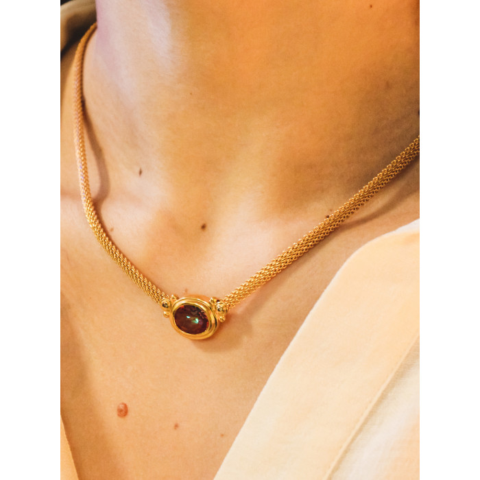 Sky Jewelry Серебряное ожерелье в позолоте с камнем Мистик Топаз