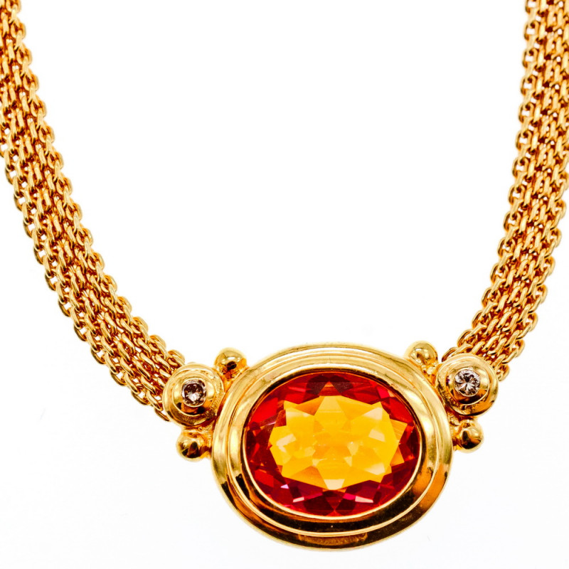 Sky Jewelry Серебряное ожерелье в позолоте с камнем Мистик Топаз