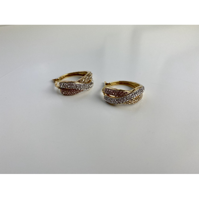 Sky Jewelry Серебряные серьги в позолоте 925 проба с фианитами