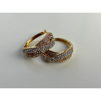 Sky Jewelry Серебряные серьги в позолоте 925 проба с фианитами