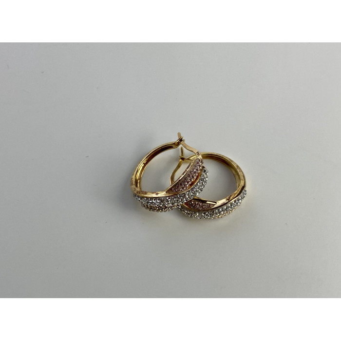 Sky Jewelry Серебряные серьги в позолоте 925 проба с фианитами