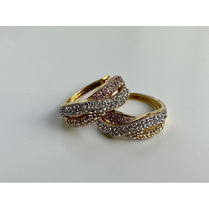 Sky Jewelry Серебряные серьги в позолоте 925 проба с фианитами