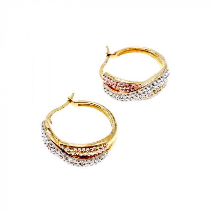 Sky Jewelry Серебряные серьги в позолоте 925 проба с фианитами