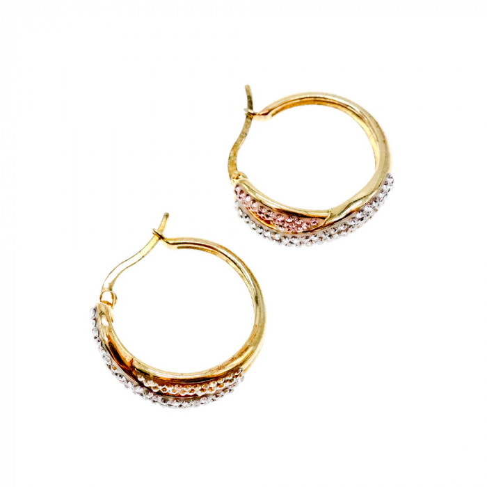 Sky Jewelry Серебряные серьги в позолоте 925 проба с фианитами