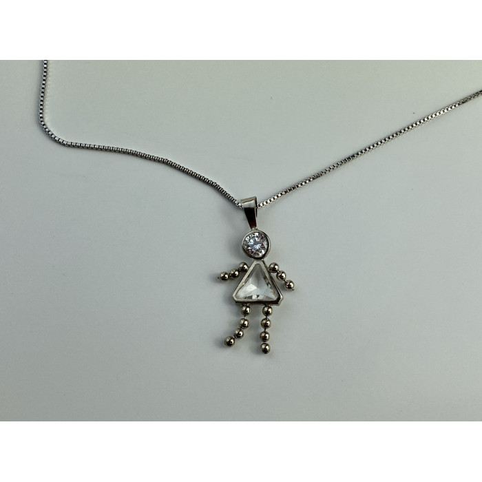 Sky Jewelry Серебряная цепочка с кулоном фианиты Девочка