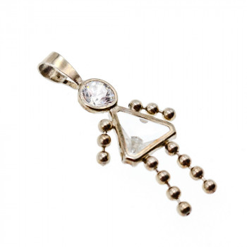 Sky Jewelry Серебряная цепочка с кулоном фианиты Девочка