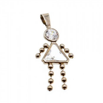 Sky Jewelry Серебряная цепочка с кулоном фианиты Девочка