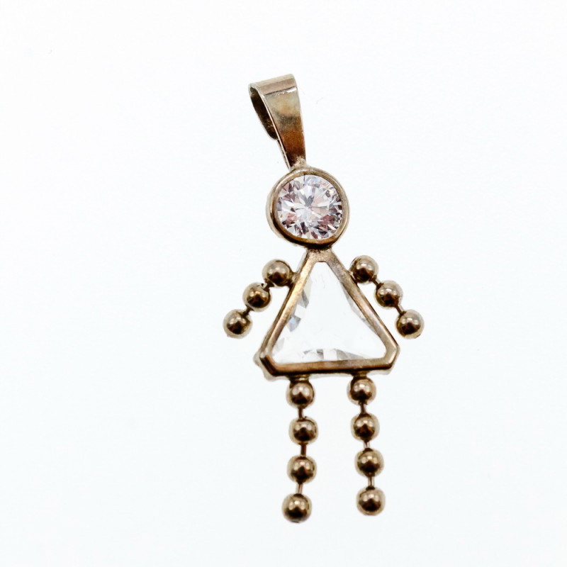 Sky Jewelry Серебряная цепочка с кулоном фианиты Девочка