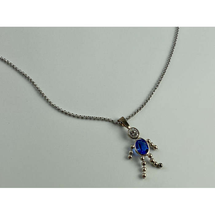 Sky Jewelry Серебряная цепочка с кулоном фианиты Изображение человека