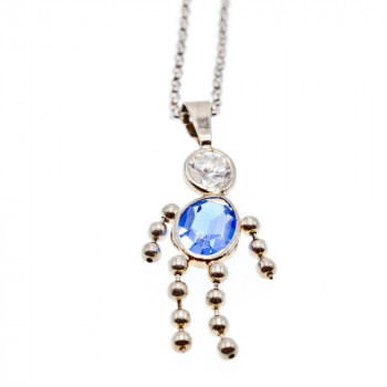 Sky Jewelry Серебряная цепочка с кулоном фианиты Изображение человека