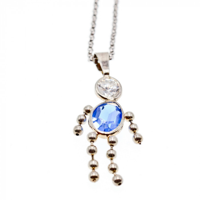 Sky Jewelry Серебряная цепочка с кулоном фианиты Изображение человека