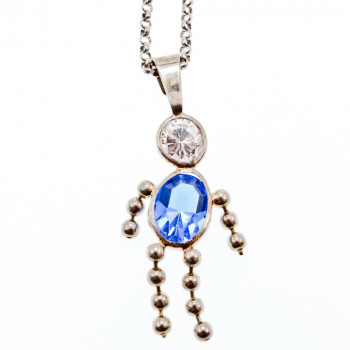 Sky Jewelry Серебряная цепочка с кулоном фианиты Изображение человека