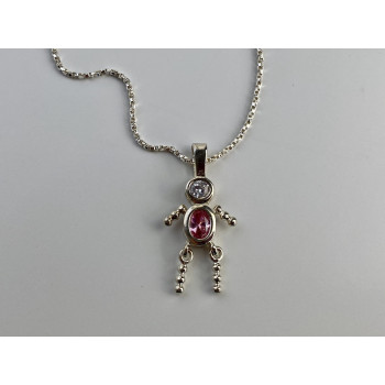 Sky Jewelry Серебряная цепочка с кулоном фианиты Позитив