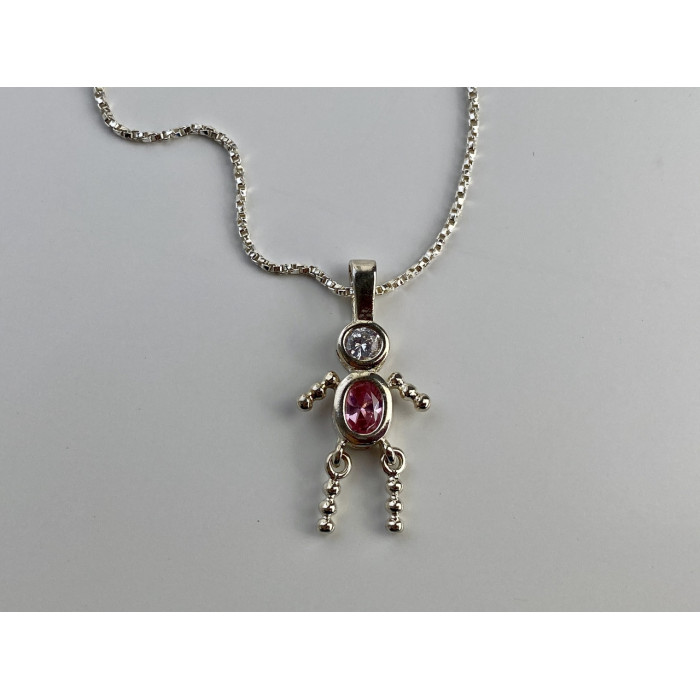 Sky Jewelry Серебряная цепочка с кулоном фианиты Позитив