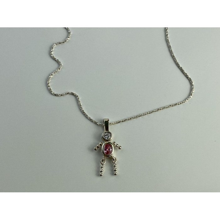 Sky Jewelry Серебряная цепочка с кулоном фианиты Позитив