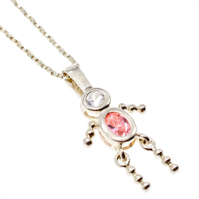 Sky Jewelry Серебряная цепочка с кулоном фианиты Позитив