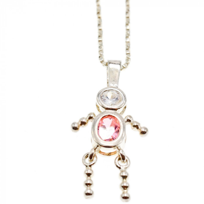 Sky Jewelry Серебряная цепочка с кулоном фианиты Позитив