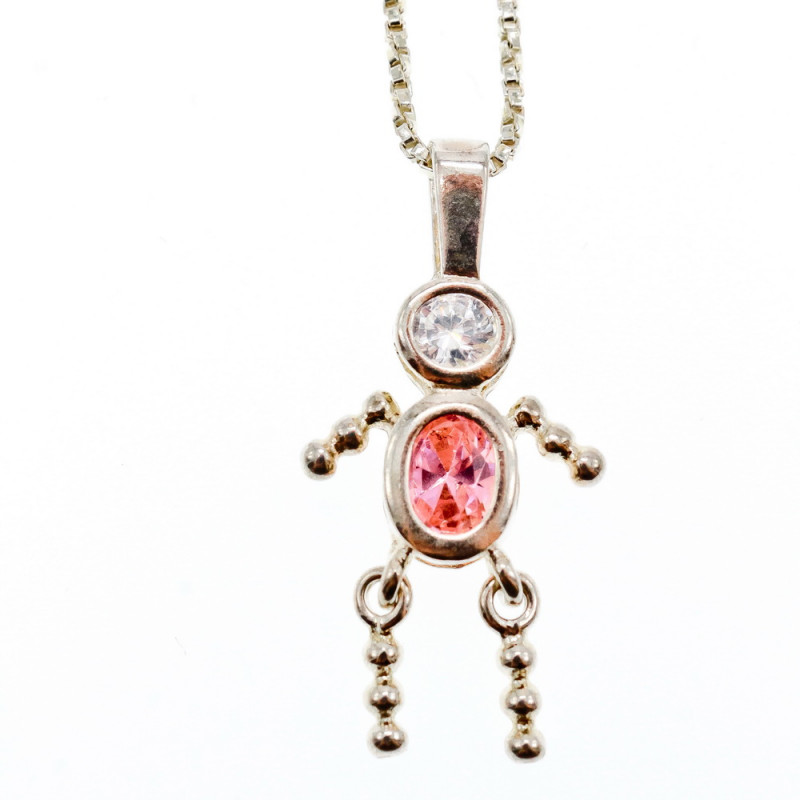 Sky Jewelry Серебряная цепочка с кулоном фианиты Позитив