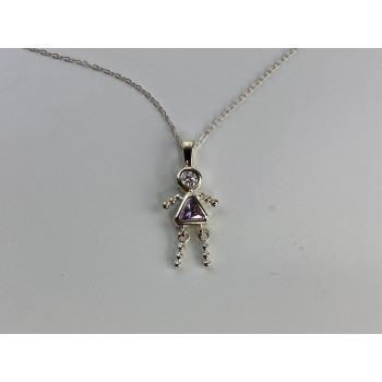 Sky Jewelry Серебряная цепочка с кулоном фианиты Девочка 2