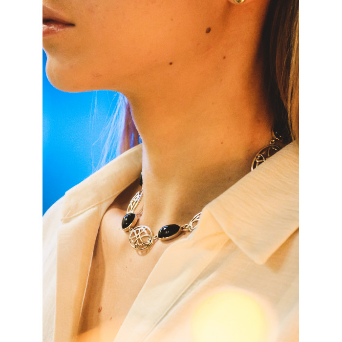 Sky Jewelry Серебряное ожерелье с черным ониксом