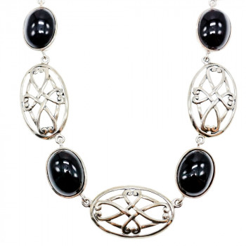 Sky Jewelry Серебряное ожерелье с черным ониксом