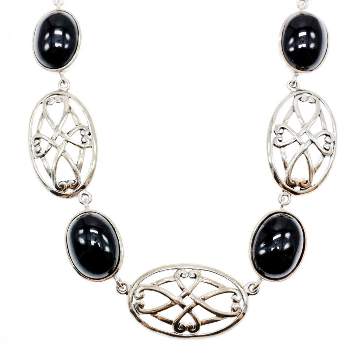 Sky Jewelry Серебряное ожерелье с черным ониксом
