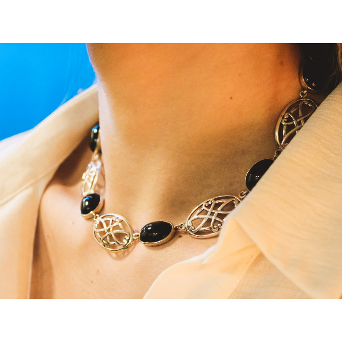 Sky Jewelry Серебряное ожерелье с черным ониксом