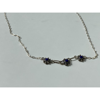 Sky Jewelry Серебряное ожерелье с синим агатом