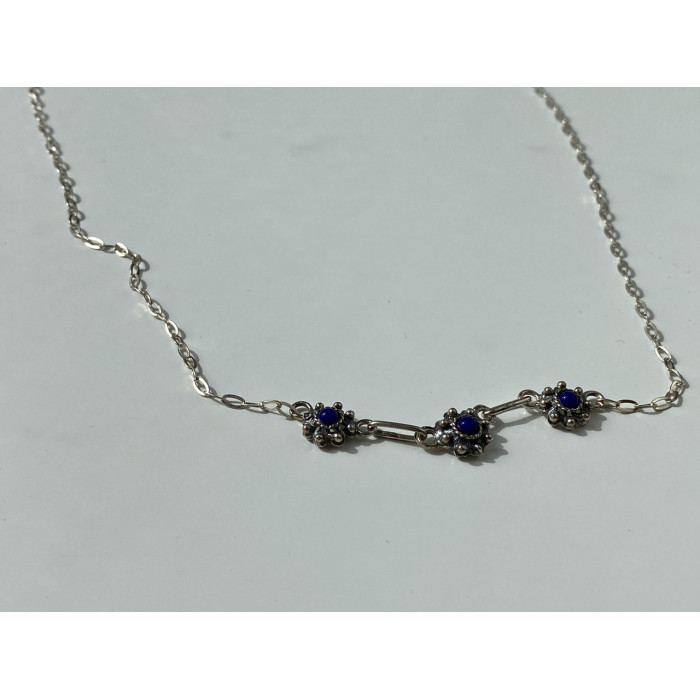 Sky Jewelry Серебряное ожерелье с синим агатом