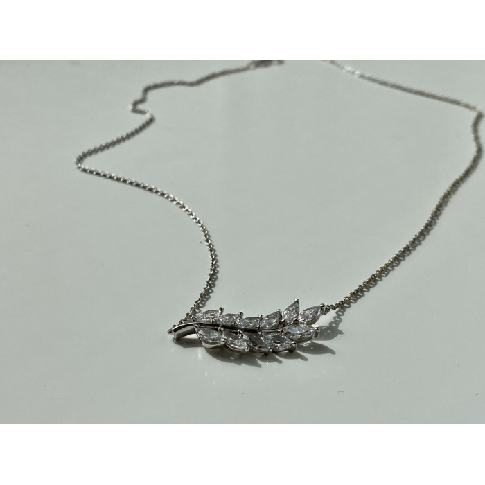 Sky Jewelry Серебряное ожерелье с фианитами Лист