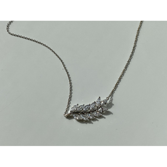 Sky Jewelry Серебряное ожерелье с фианитами Лист