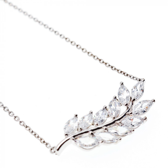 Sky Jewelry Серебряное ожерелье с фианитами Лист
