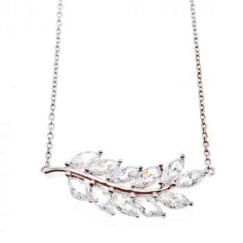 Sky Jewelry Серебряное ожерелье с фианитами Лист