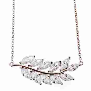 Sky Jewelry Серебряное ожерелье с фианитами Лист