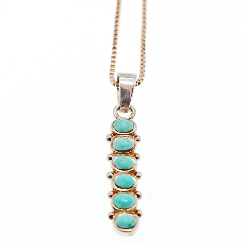 Sky Jewelry Серебряная цепочка с кулоном Бирюза Италия