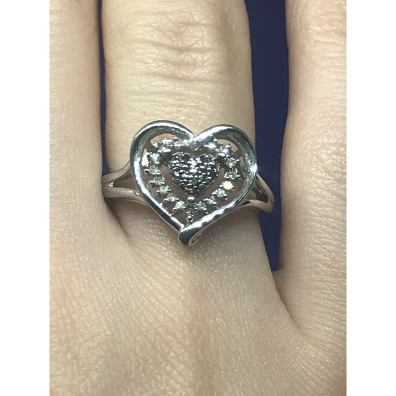 Sky Jewelry Серебряное кольцо с камнем Черная шпинель и фианитами