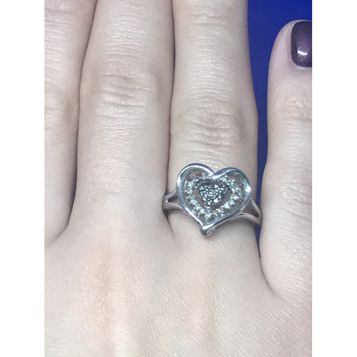 Sky Jewelry Серебряное кольцо с камнем Черная шпинель и фианитами