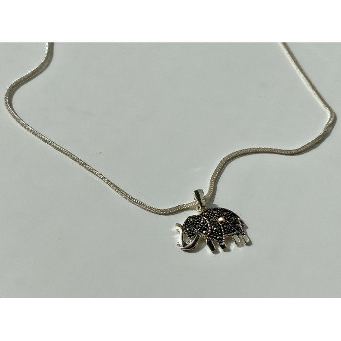 Sky Jewelry Серебряная цепочка с кулоном морион Слоник