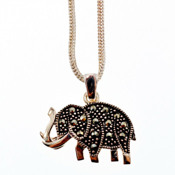 Sky Jewelry Серебряная цепочка с кулоном морион Слоник