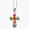 Sky Jewelry Серебряная цепочка с крестиком янтарь и разноцветный агат