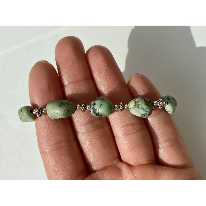 Sky Jewelry Серебряный браслет с зеленым агатом