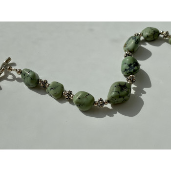 Sky Jewelry Серебряный браслет с зеленым агатом