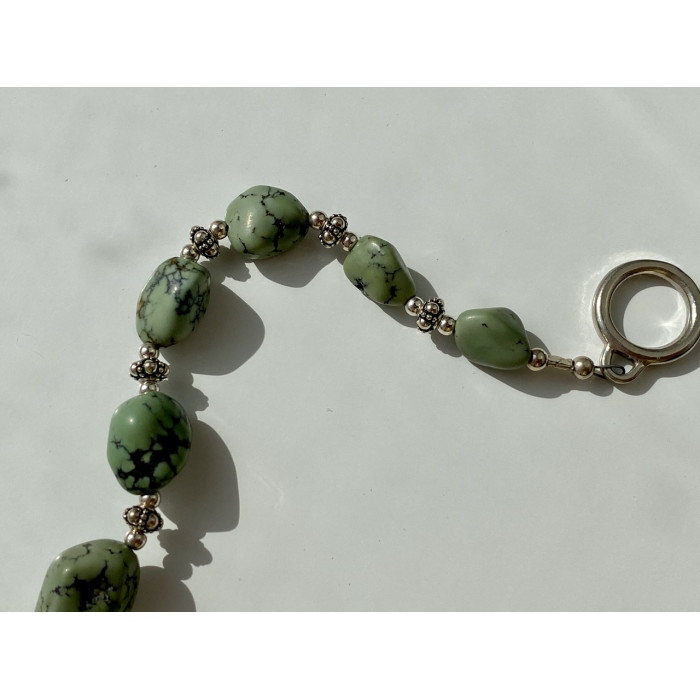 Sky Jewelry Серебряный браслет с зеленым агатом