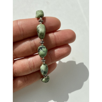 Sky Jewelry Серебряный браслет с зеленым агатом